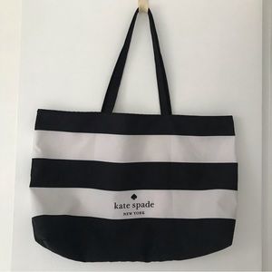 Kate Spade Black and White Large Stripe Canvas Maxi Tote Bag